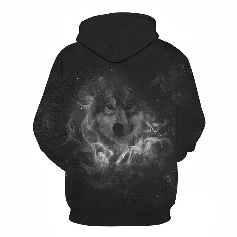 Cool Space Galaxy Wolf Hoodie Hoodies Men Bright Wolf Fashion Handsome Wolf Hoodies Spring Autumn Pullovers Sweatshirts Sweat