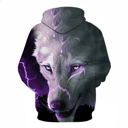 Cool Space Galaxy Wolf Hoodie Hoodies Men Bright Wolf Fashion Handsome Wolf Hoodies Spring Autumn Pullovers Sweatshirts Sweat