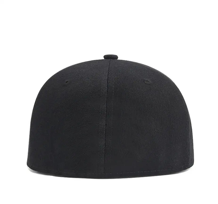 Baseballkasket til voksne med lukket bagside til små hoveder – dame og herre, blank hiphop-snapback-kasket, herre i store størrelser, tætsiddende kasketter med flad skygge, 55 cm til 64 cm