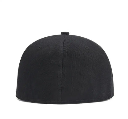 Baseballkasket til voksne med lukket bagside til små hoveder – dame og herre, blank hiphop-snapback-kasket, herre i store størrelser, tætsiddende kasketter med flad skygge, 55 cm til 64 cm