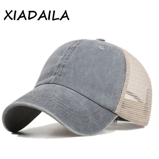 Washed cotton mesh breathable baseball cap made old light board caps men and women tide spring and summer hat women