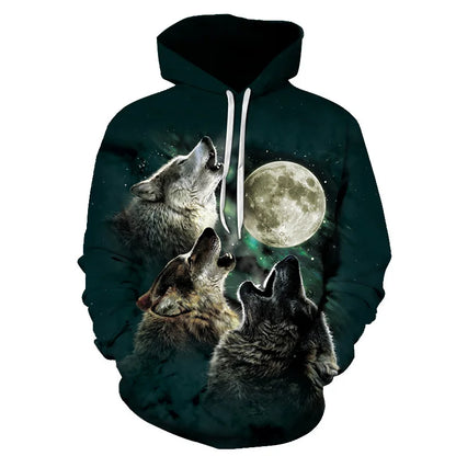 Cool Space Galaxy Wolf Hoodie Hoodies Men Bright Wolf Fashion Handsome Wolf Hoodies Spring Autumn Pullovers Sweatshirts Sweat