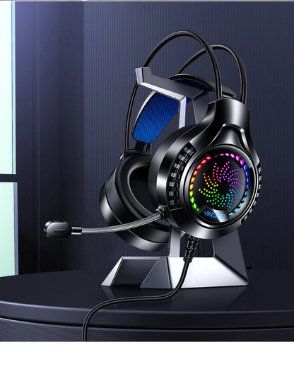 RGB Gaming Headset with Microphone 7.1 Surround HD Sound Stereo Dual 3.5mm USB  Wired Headphone For PS5 PC Laptop Phone