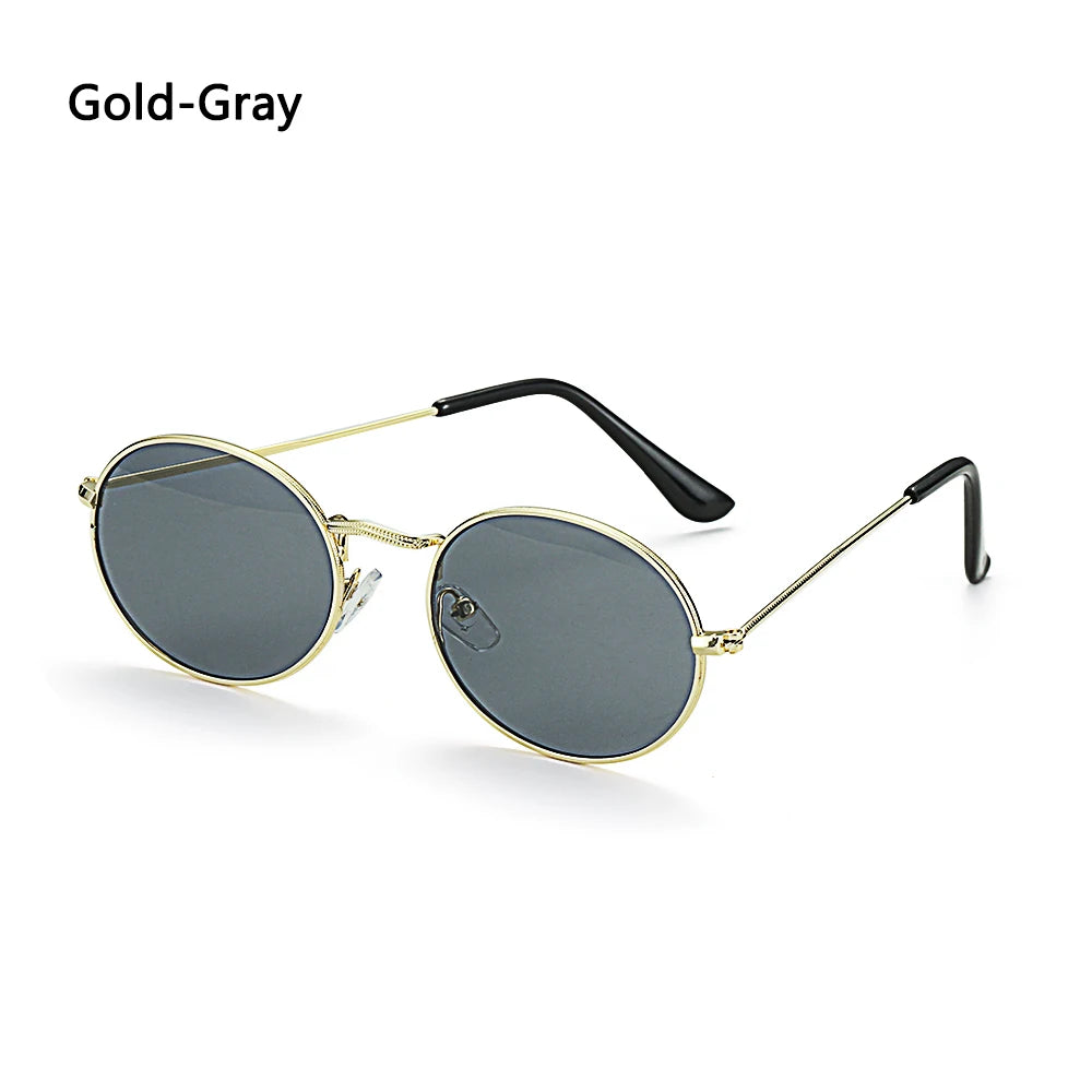 Women Female Oval Sunglasses Eyewear Driver Goggles Gold Small Retro Vintage Sexy Round Sunglasses Frame Cycling Accessories