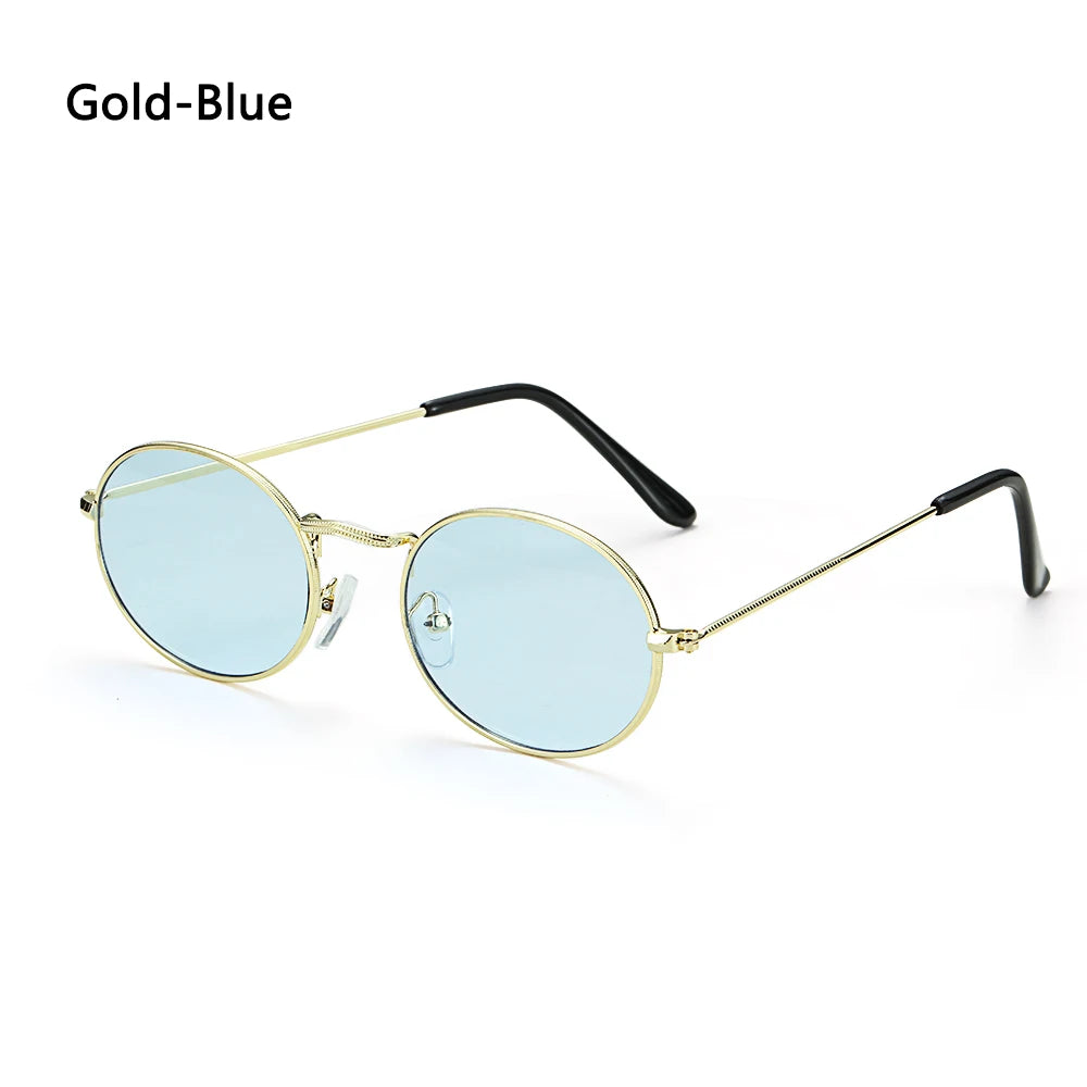 Women Female Oval Sunglasses Eyewear Driver Goggles Gold Small Retro Vintage Sexy Round Sunglasses Frame Cycling Accessories