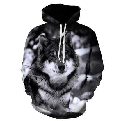 Cool Space Galaxy Wolf Hoodie Hoodies Men Bright Wolf Fashion Handsome Wolf Hoodies Spring Autumn Pullovers Sweatshirts Sweat