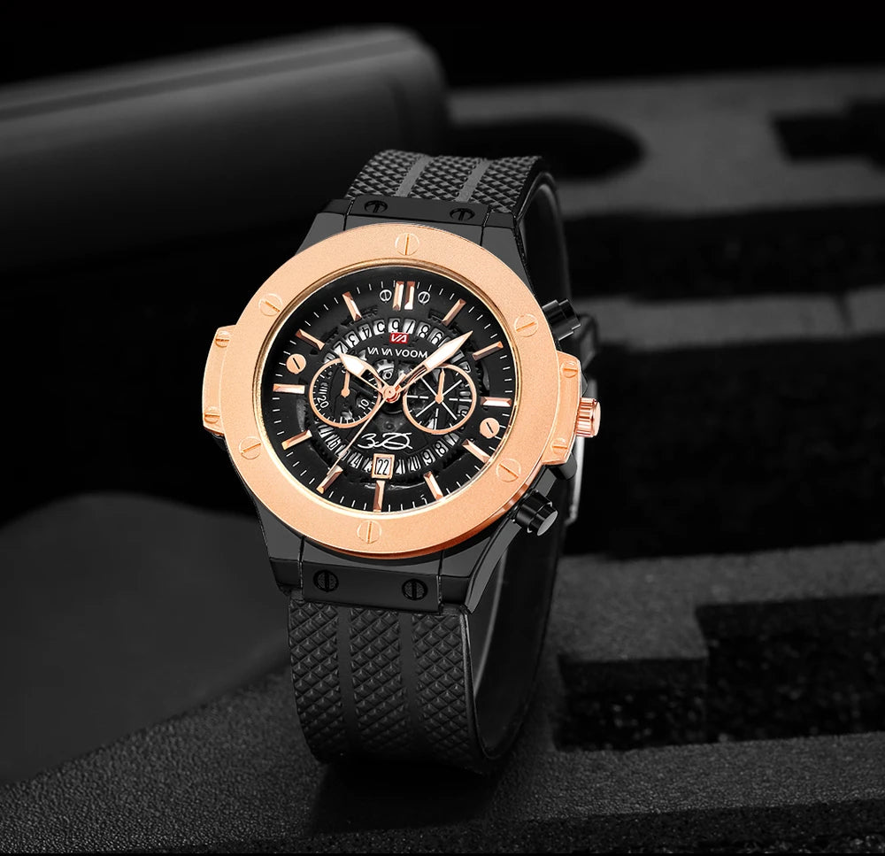 2023 New Men's Watch Top Brand Luxury Sports Silicone Strap Japanese Movement Calendar Quartz Waterproof Watch Relogio Masculino