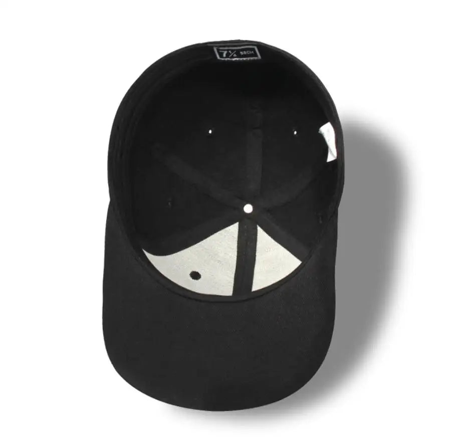 Baseballkasket til voksne med lukket bagside til små hoveder – dame og herre, blank hiphop-snapback-kasket, herre i store størrelser, tætsiddende kasketter med flad skygge, 55 cm til 64 cm
