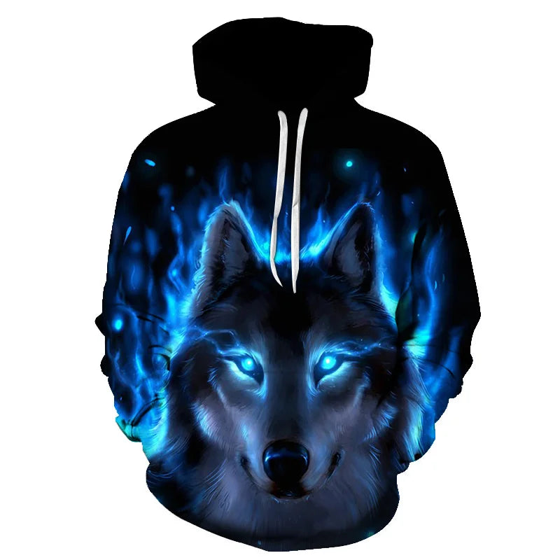 Cool Space Galaxy Wolf Hoodie Hoodies Men Bright Wolf Fashion Handsome Wolf Hoodies Spring Autumn Pullovers Sweatshirts Sweat