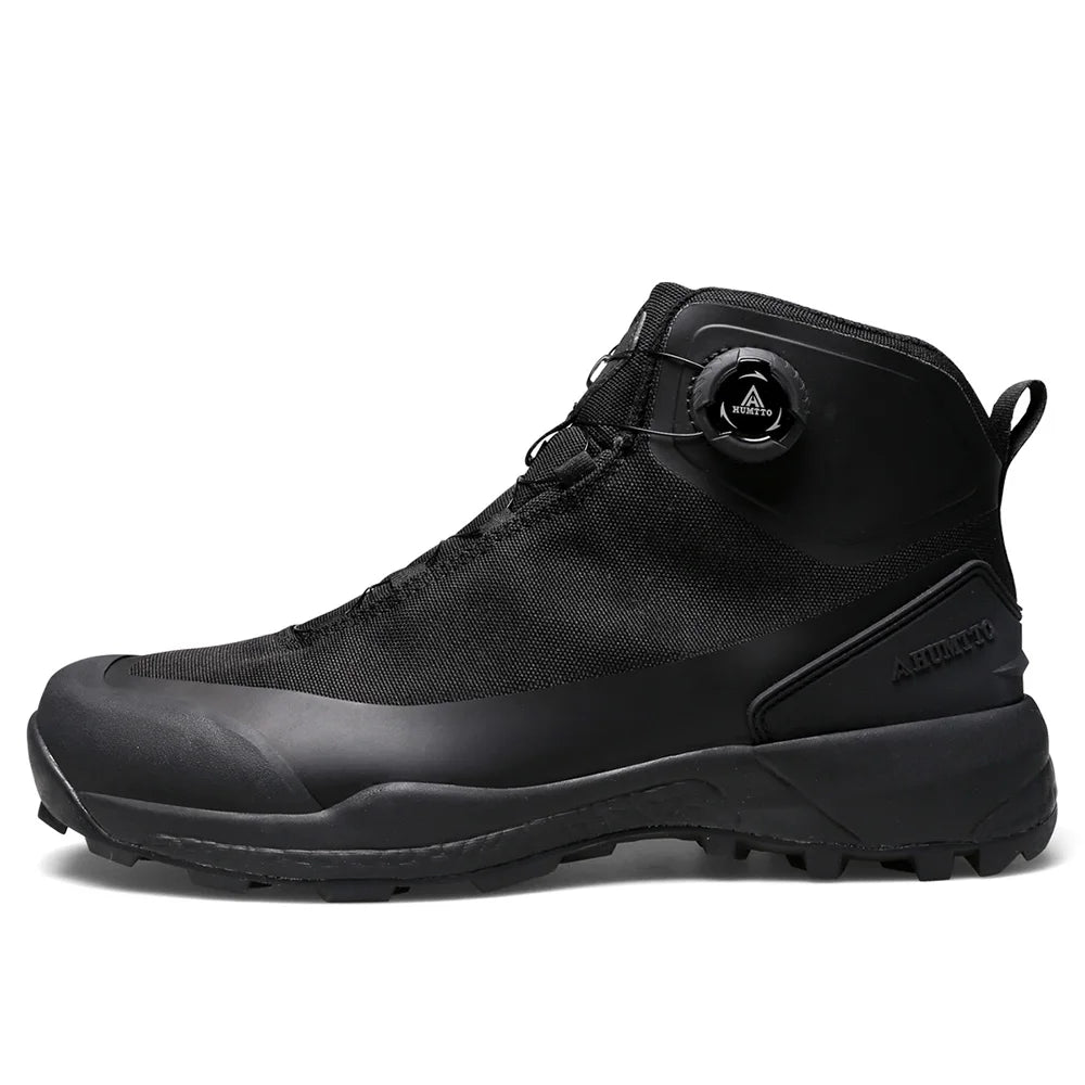 HUMTTO Waterproof Hiking Shoes Mountain Trekking Boots Black Camping Sneakers for Men Safety Climbing Sport Tactical Mens Shoes