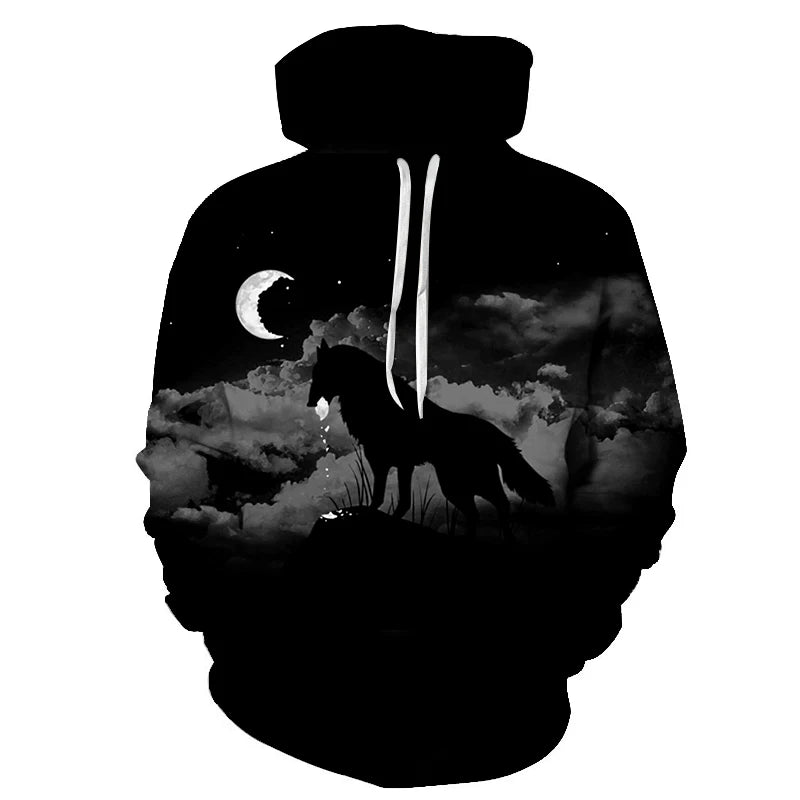 Cool Space Galaxy Wolf Hoodie Hoodies Men Bright Wolf Fashion Handsome Wolf Hoodies Spring Autumn Pullovers Sweatshirts Sweat