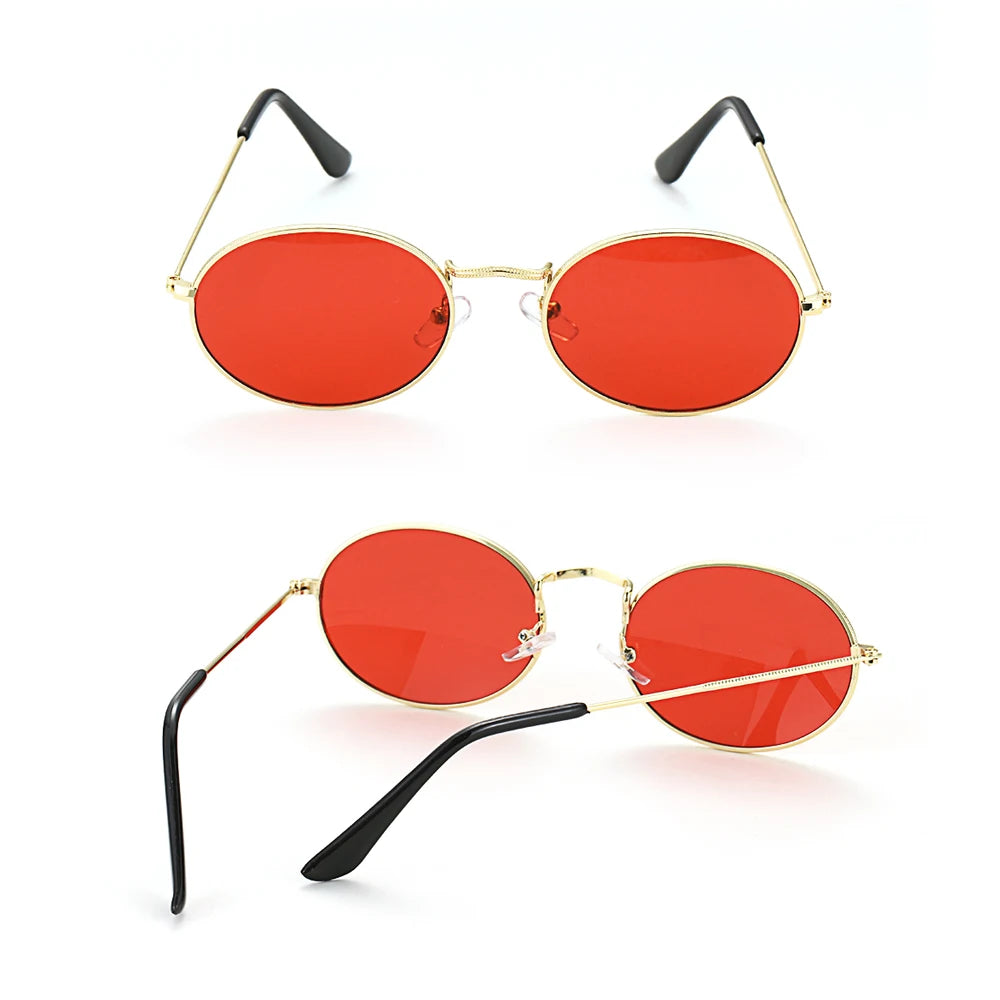 Women Female Oval Sunglasses Eyewear Driver Goggles Gold Small Retro Vintage Sexy Round Sunglasses Frame Cycling Accessories