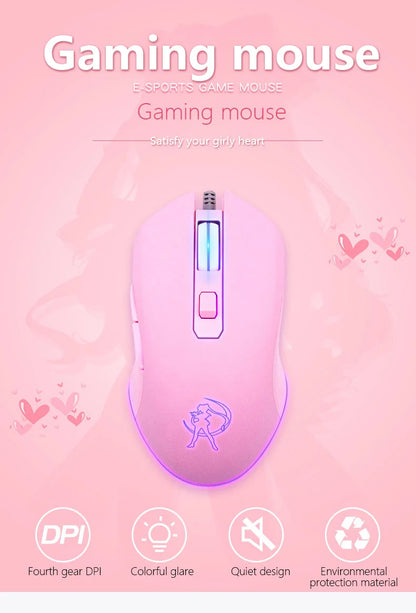 UTHAI DB49 Wired luminous pink mouse 1600 (dpi) computer accessories peripheral cute girl girl gaming mouse