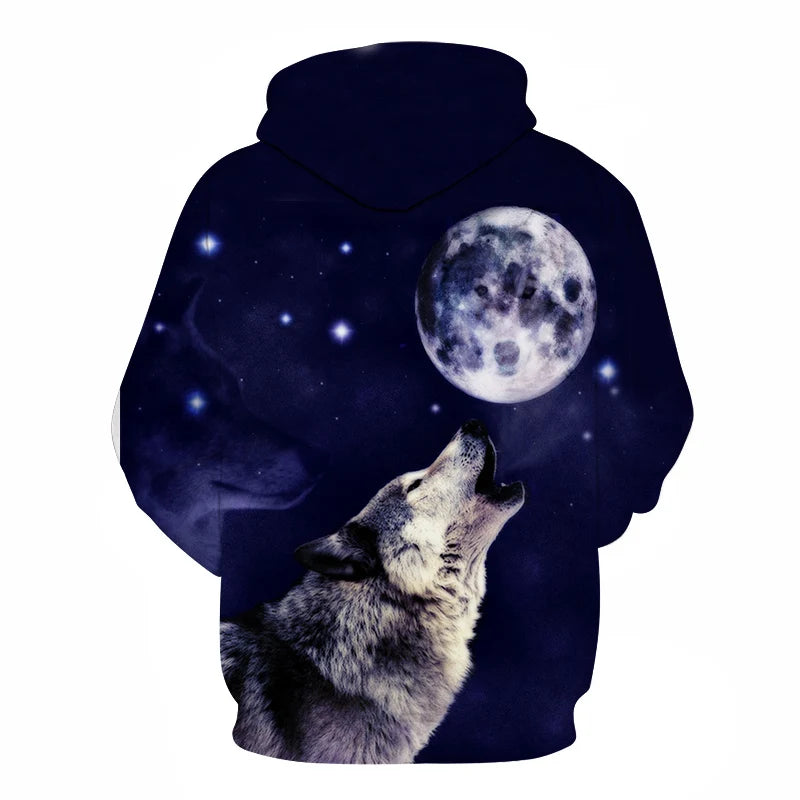 Cool Space Galaxy Wolf Hoodie Hoodies Men Bright Wolf Fashion Handsome Wolf Hoodies Spring Autumn Pullovers Sweatshirts Sweat
