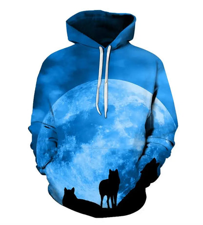 Cool Space Galaxy Wolf Hoodie Hoodies Men Bright Wolf Fashion Handsome Wolf Hoodies Spring Autumn Pullovers Sweatshirts Sweat