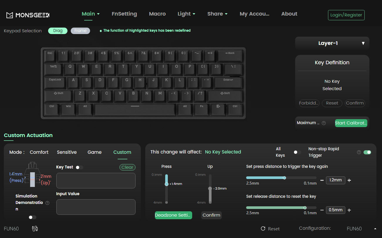 Akko MonsGeek FUN60 Mechanical Keyboard Magnetic Switch 60% Gaming Keyboards Rapid Trigger 0.01mm 8K ARGB HE/TMR Custom Keyboard