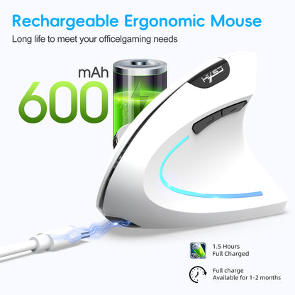 Dual Mode Vertical Mouse 2.4G Wireless Gaming Mouse Ergonomic Bluetooth Mouse 2400DPI Rechargeable Silent Mice for PC Laptop