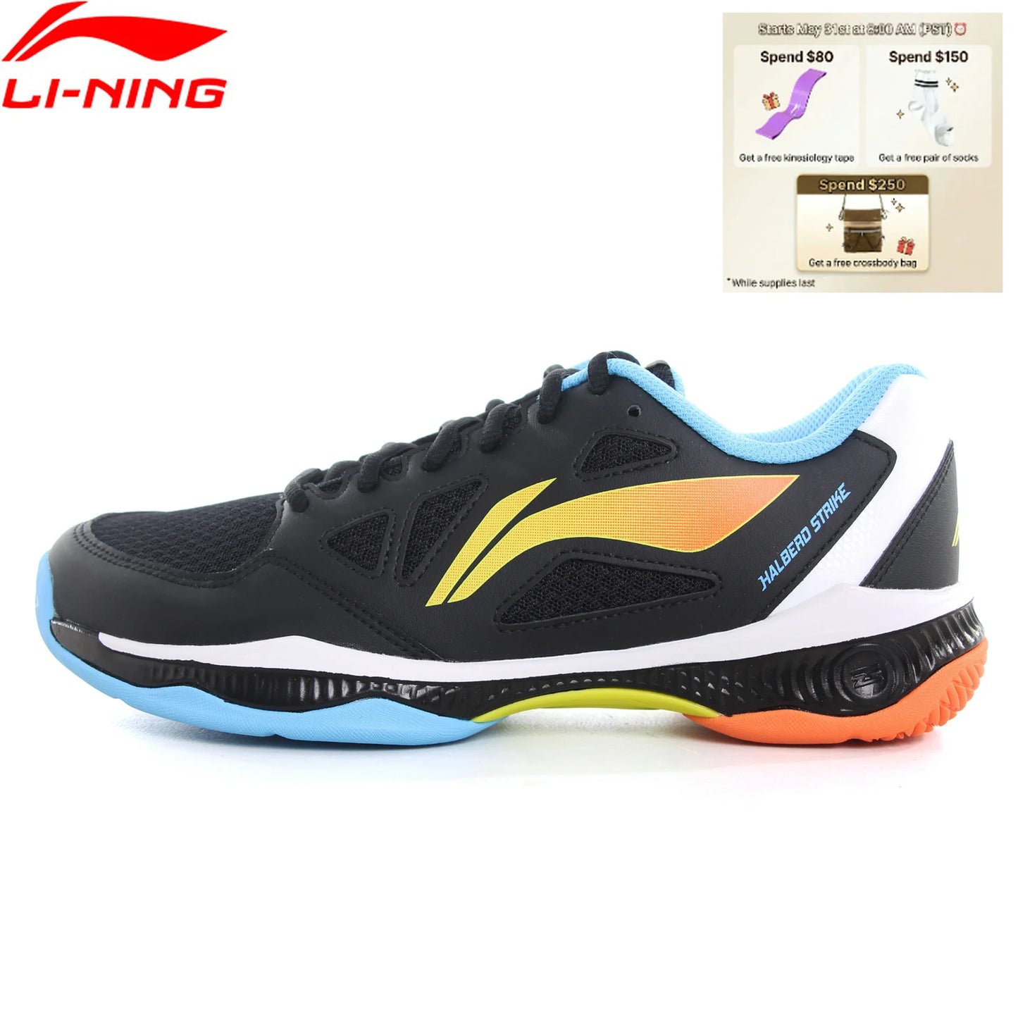 Li-Ning Unisex HALBERD STRIKE Badminton Shoes Breathable Comfortable LiNing Men Women Training Sneakers AYTV021
