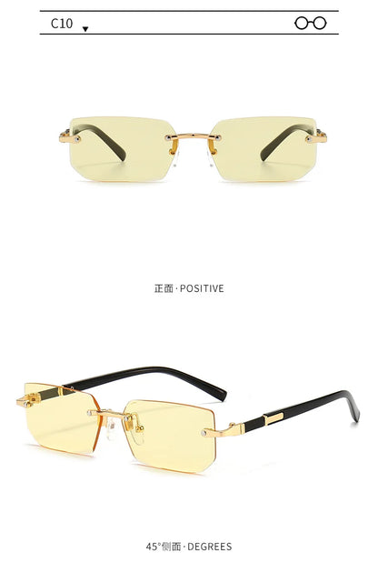 Rimless Sunglasses Rectangle Fashion Popular Women Men Shades Small Square Sun Glasses For Female Male Summer Traveling Oculos