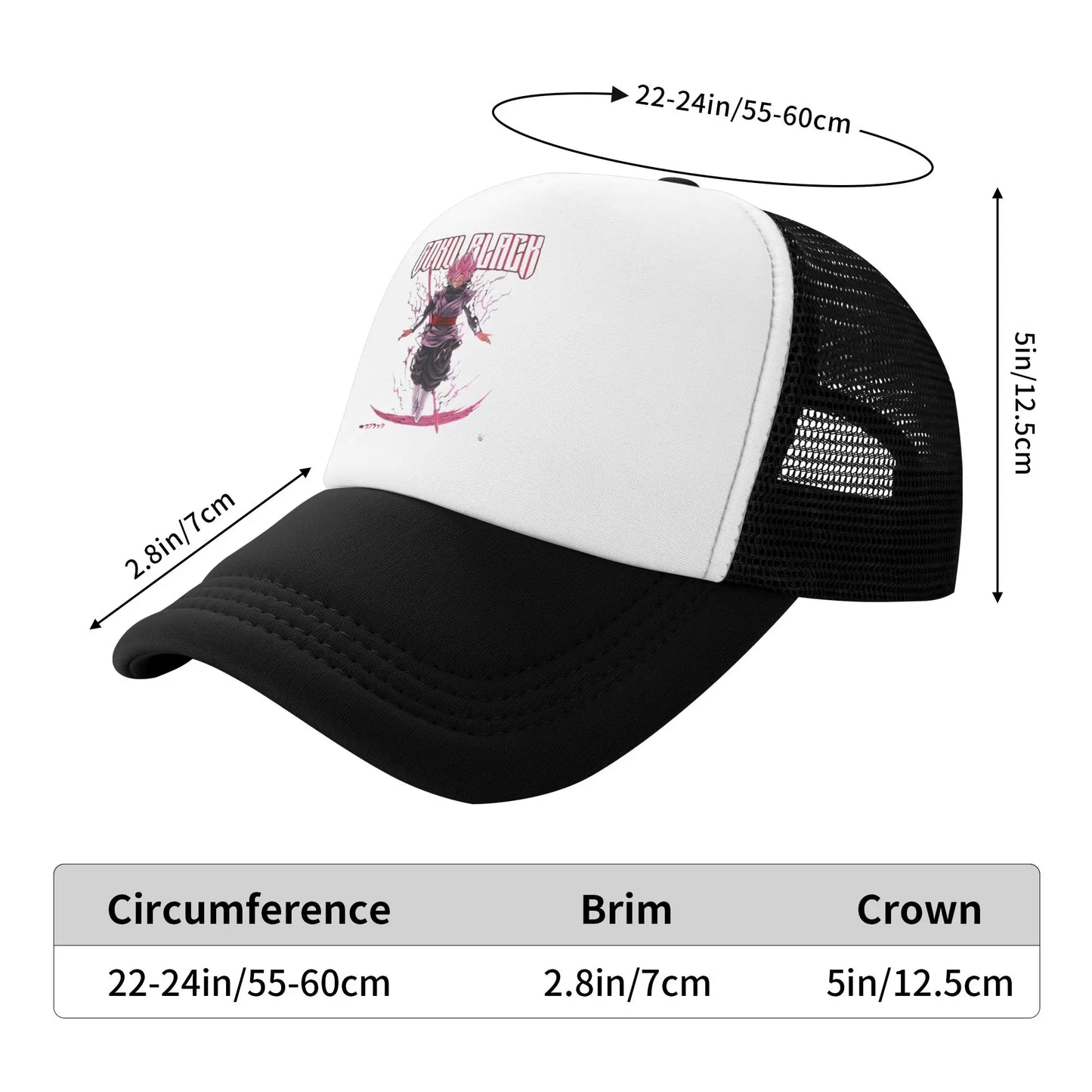 Dragon Ball Black Goku Trucker Cap Men Women  Hat Sun Hat Sports Cap Adjustable Polyester Mesh Baseball Cap Summer