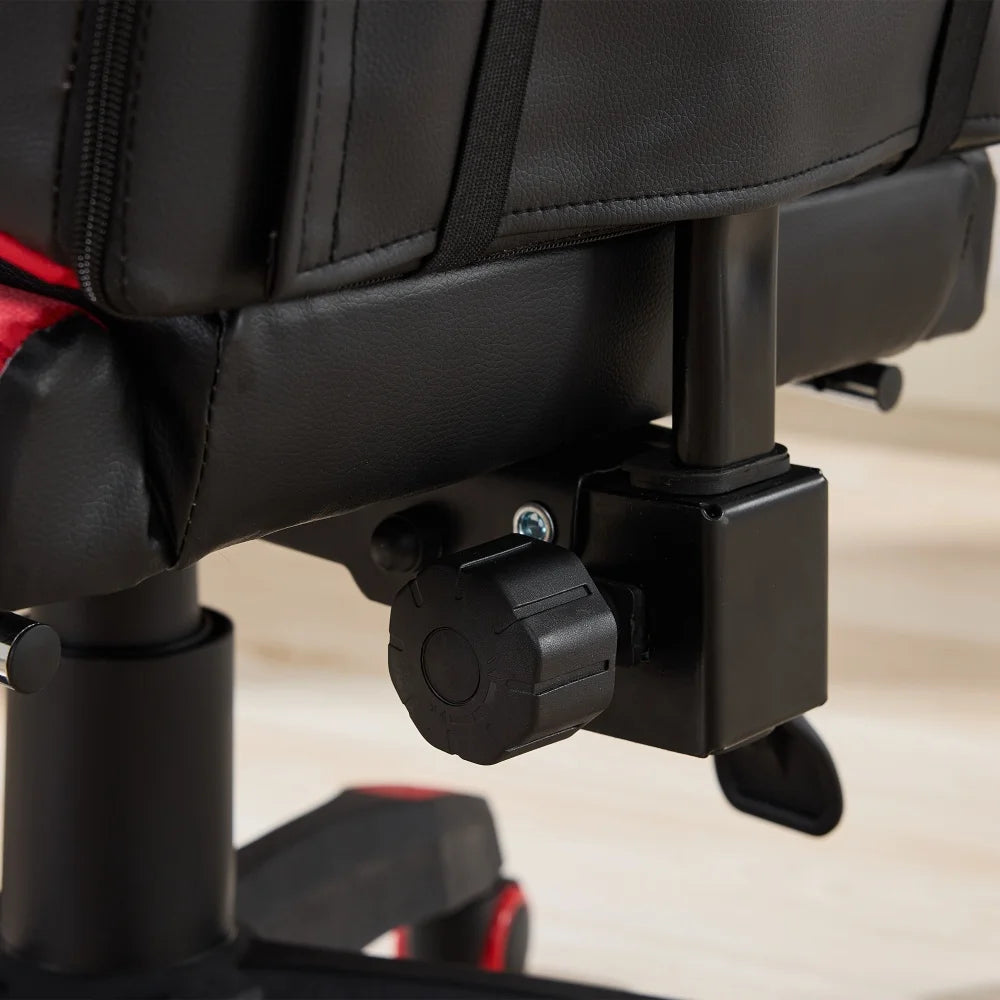 360 ° - Swivel Ergonomic Racing Design Gaming Chair Leather, Headrest and Lumbar Support for Office and Gaming - Black&Red