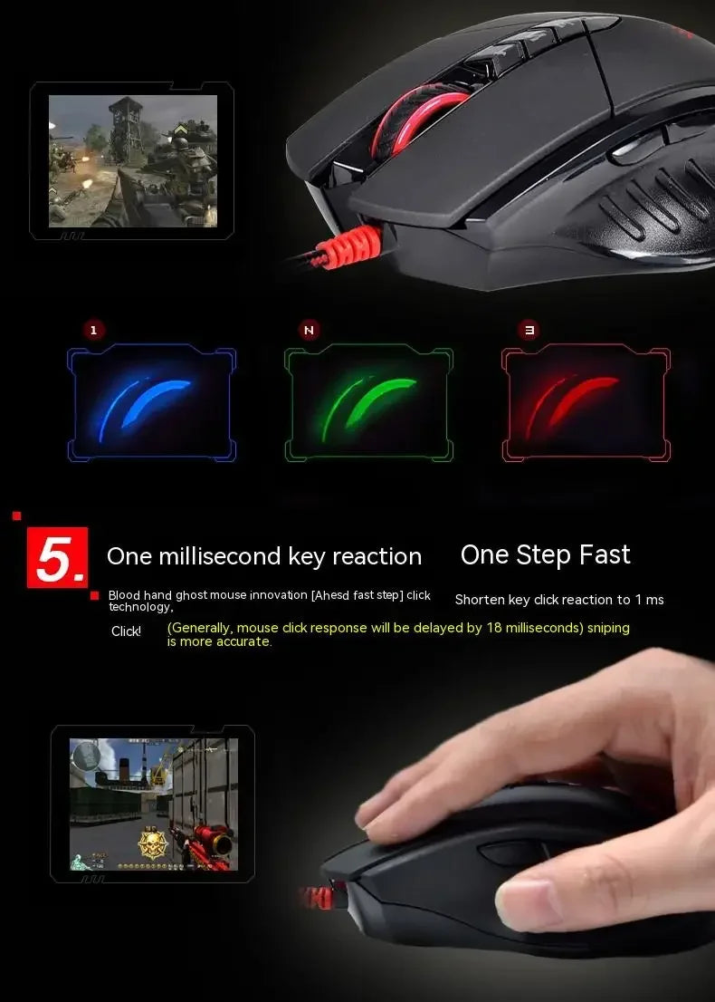 Bloody V7M Wired Mouse RGB Lightweight Ergonomics Design 4000dpi PC Office E-sports Gaming Macro Programming Mouse for CF LOL CS