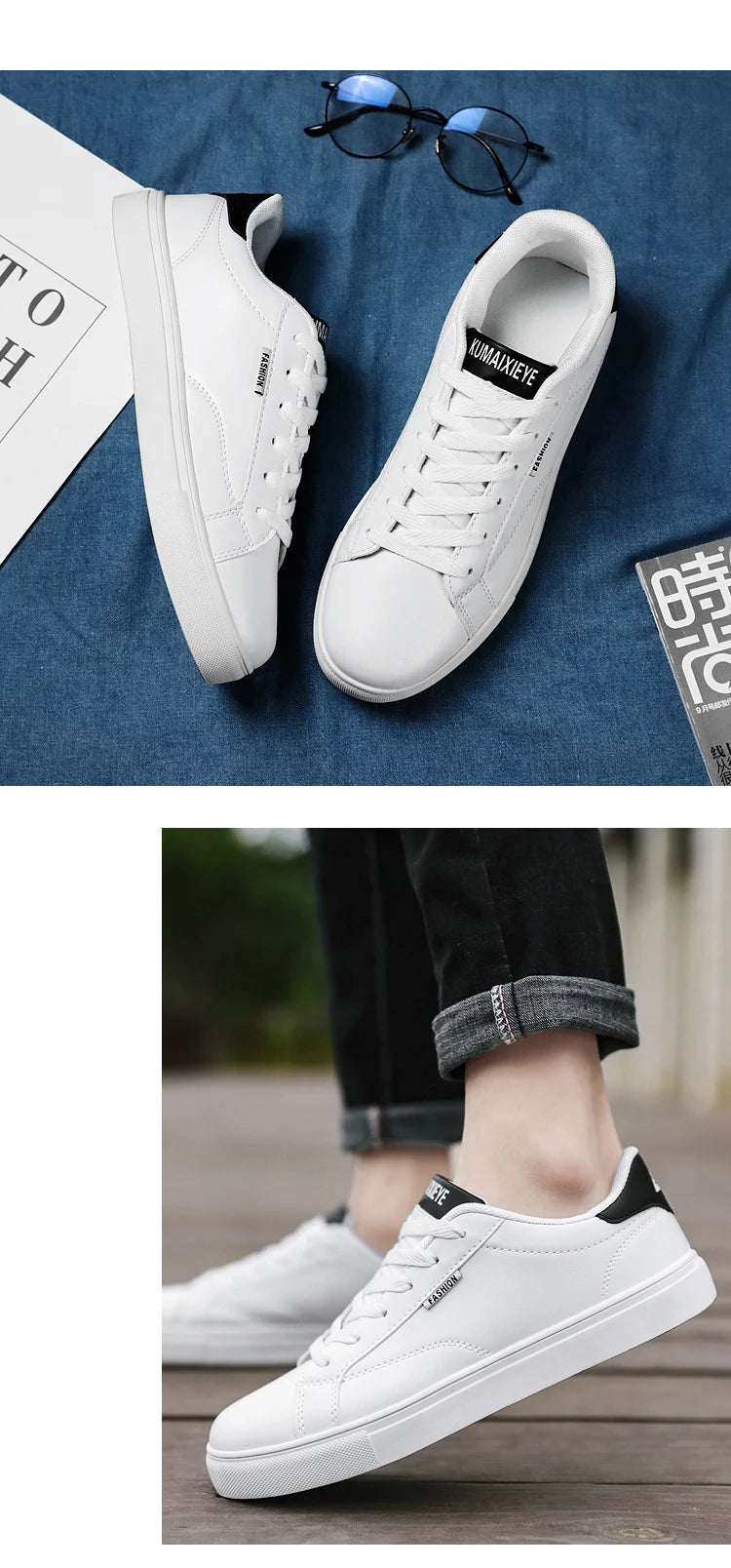 Zapatillas casuales de skate para hombre, blancas, para exteriores y ocio, transpirables, para caminar, planas, Chaussure Homme 39-48