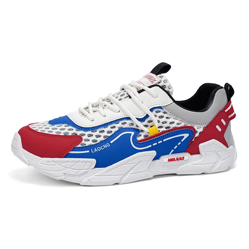 Mens Sports Shoes Summer Mesh Casual Fashion Lace Up Walking Shoes 2026 New Youth Daily Commuting Comfortable Versatile Sneakers