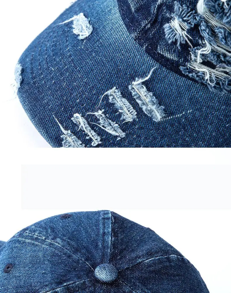 Vasket denim-baseballkasket til kvinder og mænd, solbeskyttende, åndbar forårs- og sommerhat, vintage snapback-kasket til kvinder