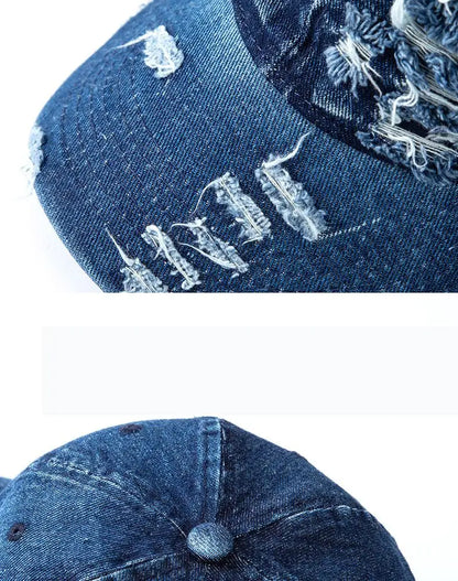 Vasket denim-baseballkasket til kvinder og mænd, solbeskyttende, åndbar forårs- og sommerhat, vintage snapback-kasket til kvinder