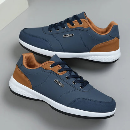 New Men's Four Seasons Waterproof Walking Shoes Casual Leather Sports Shoes Non-Slip Camping Shoes Men's Tennis Shoes