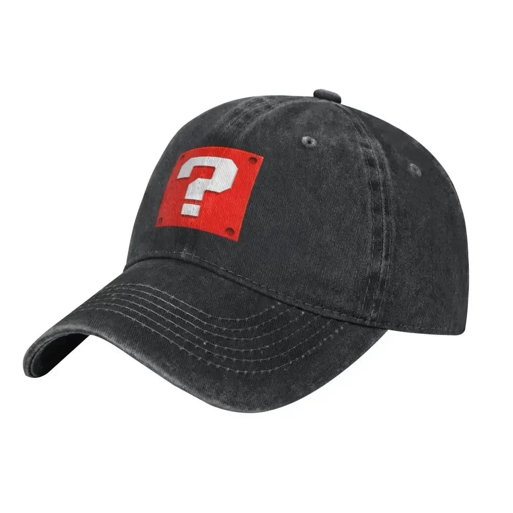 Op maat gemaakte, modieuze Cartoom-game-vraagblok-baseballpet voor dames en heren, verstelbaar, unisex, katoen, ‘dad hat’, prestatiegerichte snapback-petten
