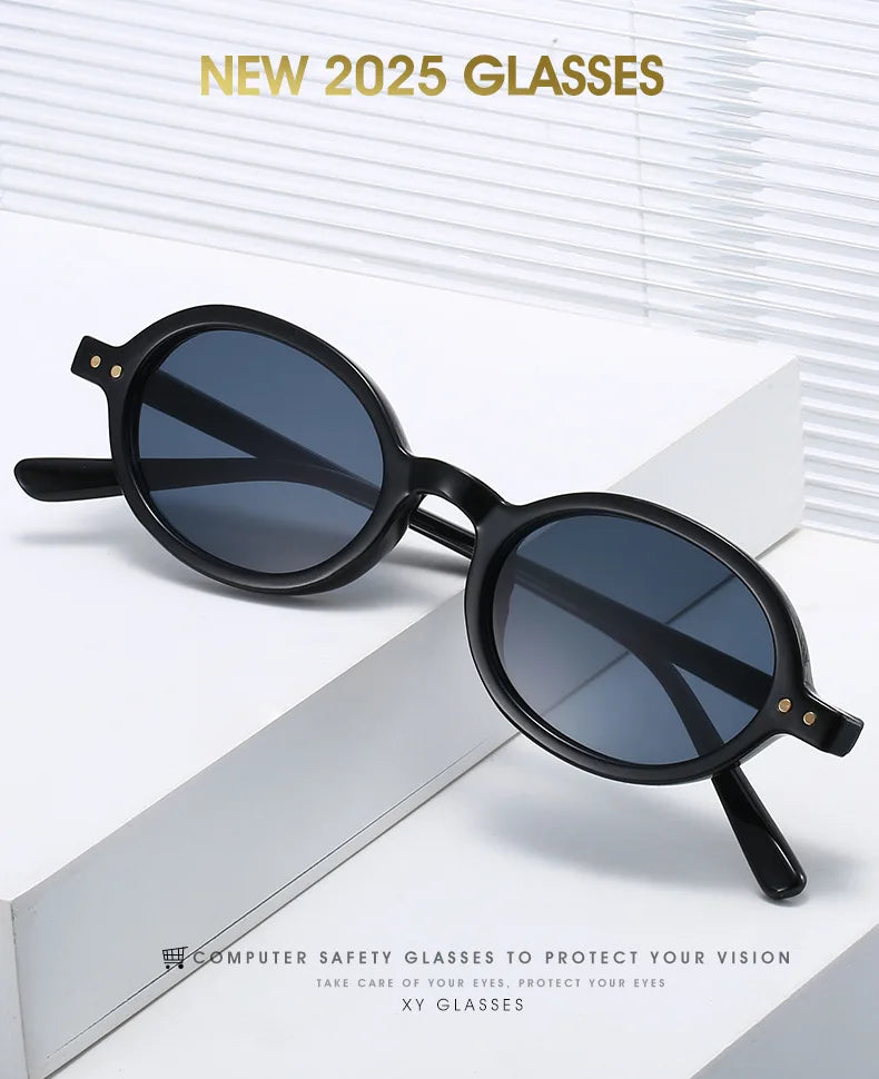 2026 Retro Small Round Frame Eyewear | Double Gold Rivet Accent | High-End Styling Sunglasses