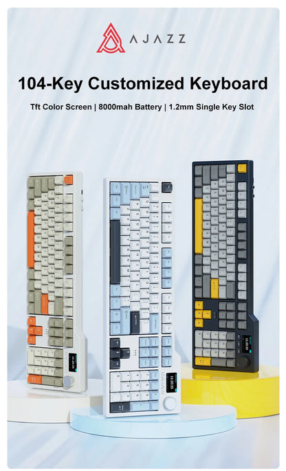 Ajazz AK35I V3/V4 MAX Tri-mode Wired Bluetooth Wireless Gaming Keyboard Gasket Full Key Hot Swap 104 Keys Customized Keyboard