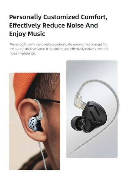 KZ ZAX 7BA 1DD Hybrid In Ear Earphones 16 Driver Unit HIFI Headset Metal Earbuds Earphone 2PIN Cable