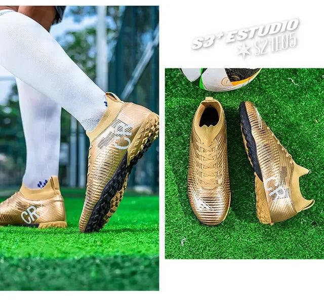 Kinder-Fußballschuhe mit Zehenschutz, Schnürverschluss, kurzen rutschfesten Stollen, strapazierfähig und atmungsaktiv, für Outdoor-Spiele auf Rasen