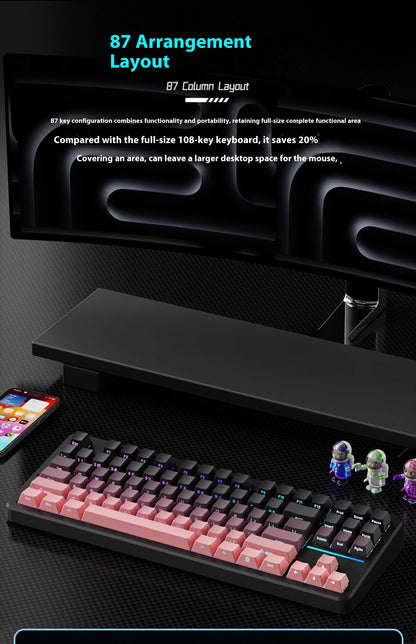 EWEADN X87 Pro Ergonomics Keyboard Mechanical Kids Side Engraving Wireless Bluetooth Triple Gaming 2.4G RGB 87 Layout Customized