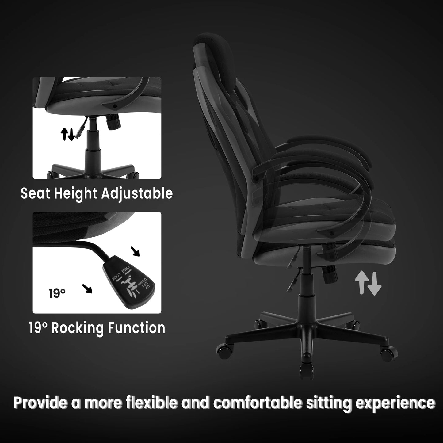 WOLTU Ergonomic Design Gaming Chair Gamer Armchair Office Computer Chair Tilt Mechanism Adjustable Height 360° Swivel High Back