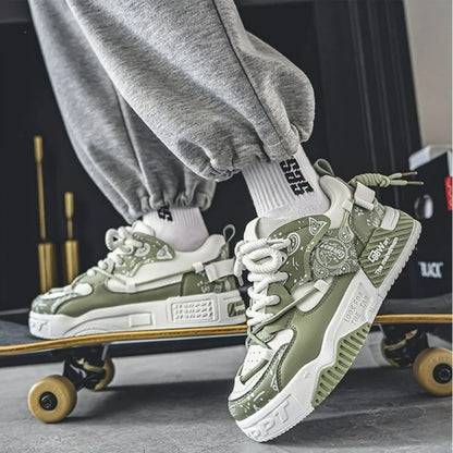 Fashion Skate Shoes Men's Sneakers Breathable Running Shoes Outdoor Mesh Casual Shoes Men's Lace-Up Vulcanized Shoes Zapatillas