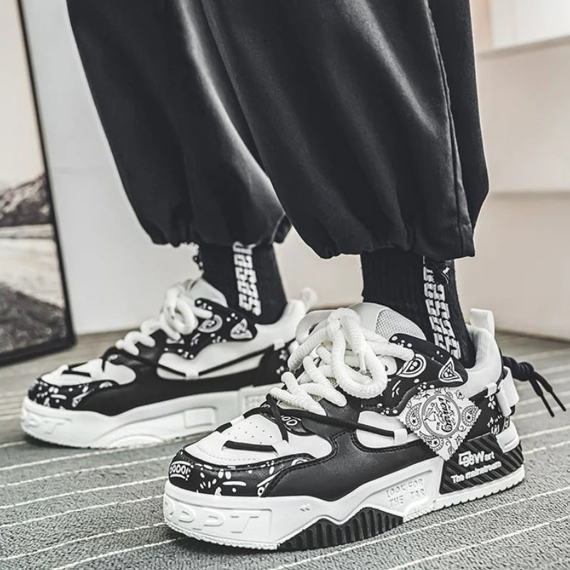 Fashion Skate Shoes Men's Sneakers Breathable Running Shoes Outdoor Mesh Casual Shoes Men's Lace-Up Vulcanized Shoes Zapatillas