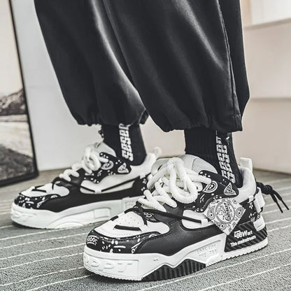 Fashion Skate Shoes Men's Sneakers Breathable Running Shoes Outdoor Mesh Casual Shoes Men's Lace-Up Vulcanized Shoes Zapatillas