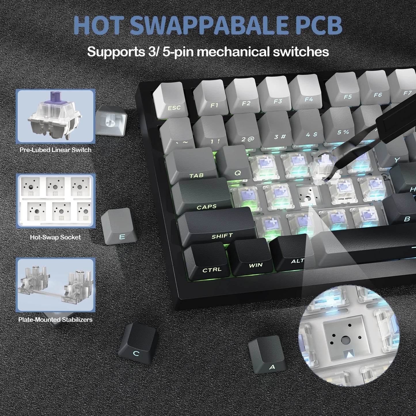ATTACK SHARK X820 Ultra Wireless Mechanical Keyboard with TFT Smart Display & Knob, 75% Hot Swappable, BT/2.4G/Wired,Gift Switch