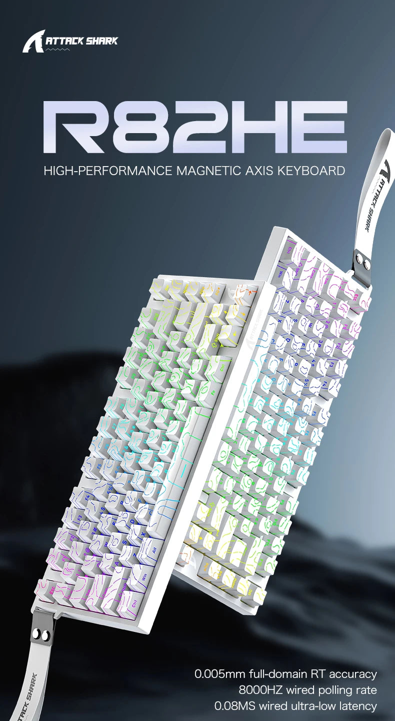 Attack Shark R82HE Wired RGB Magnetic Switch Keyboard, 256K Scan Sampling Rate, 0.005RT Accuracy 8K Return Rate