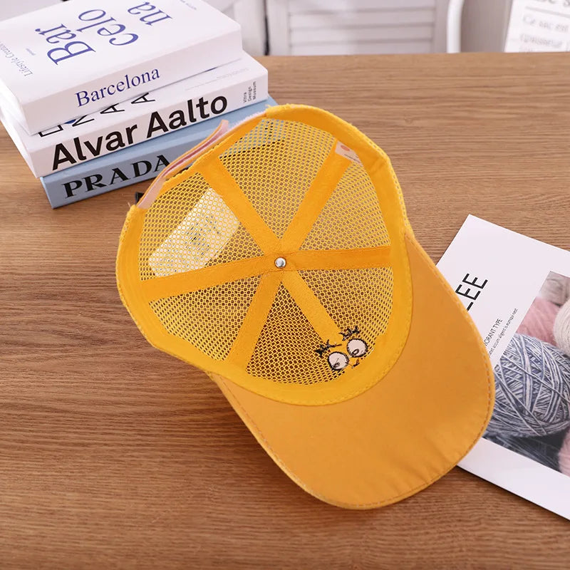 Nuovo cappellino estivo carino per ragazzi, ragazze e bambini con faccina sorridente, in rete, stile Kawaii, cappellino da baseball popolare in stile hip hop, cappellino da sole, DropShipping