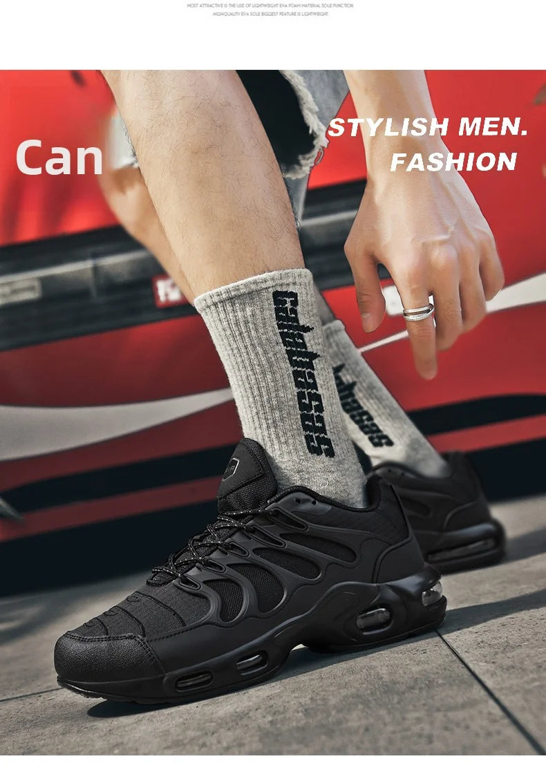 Men's air cushioned running shoes, marathon sports, breathable and lightweight, women's comfortable and non slip casual shoes