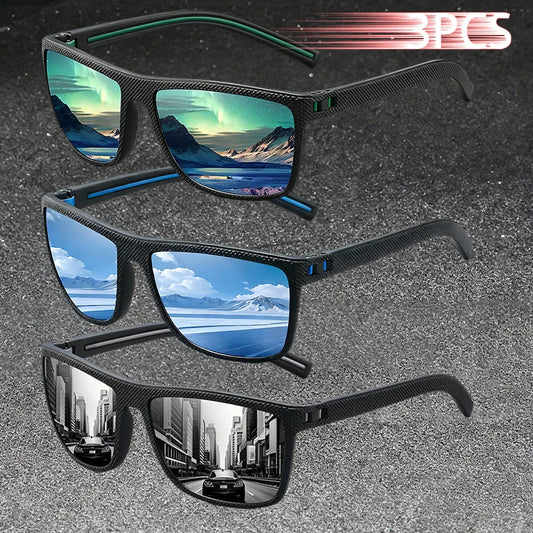 3PCS Vintage Fashion Sunglasses Set Colorful Stripes Leisure Design for Men And Women Ideal for Fishing Driving And Travel