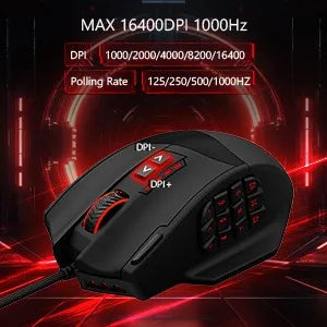 E-YOOSO X-39 Programmable Gaming Mouse, Wired RGB Mouse with 18 Buttons, 8 Removable Weights, 5 DPI, Ergonomic Grip for Computer