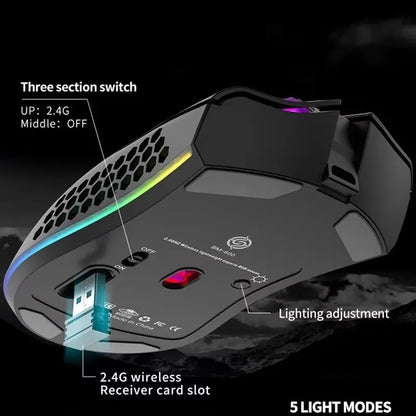 BM600 Rechargeable USB 2.4G Wireless RGB Light Honeycomb Gaming Mouse Desktop PC Computers Notebook Laptop Mice Mause Gamer