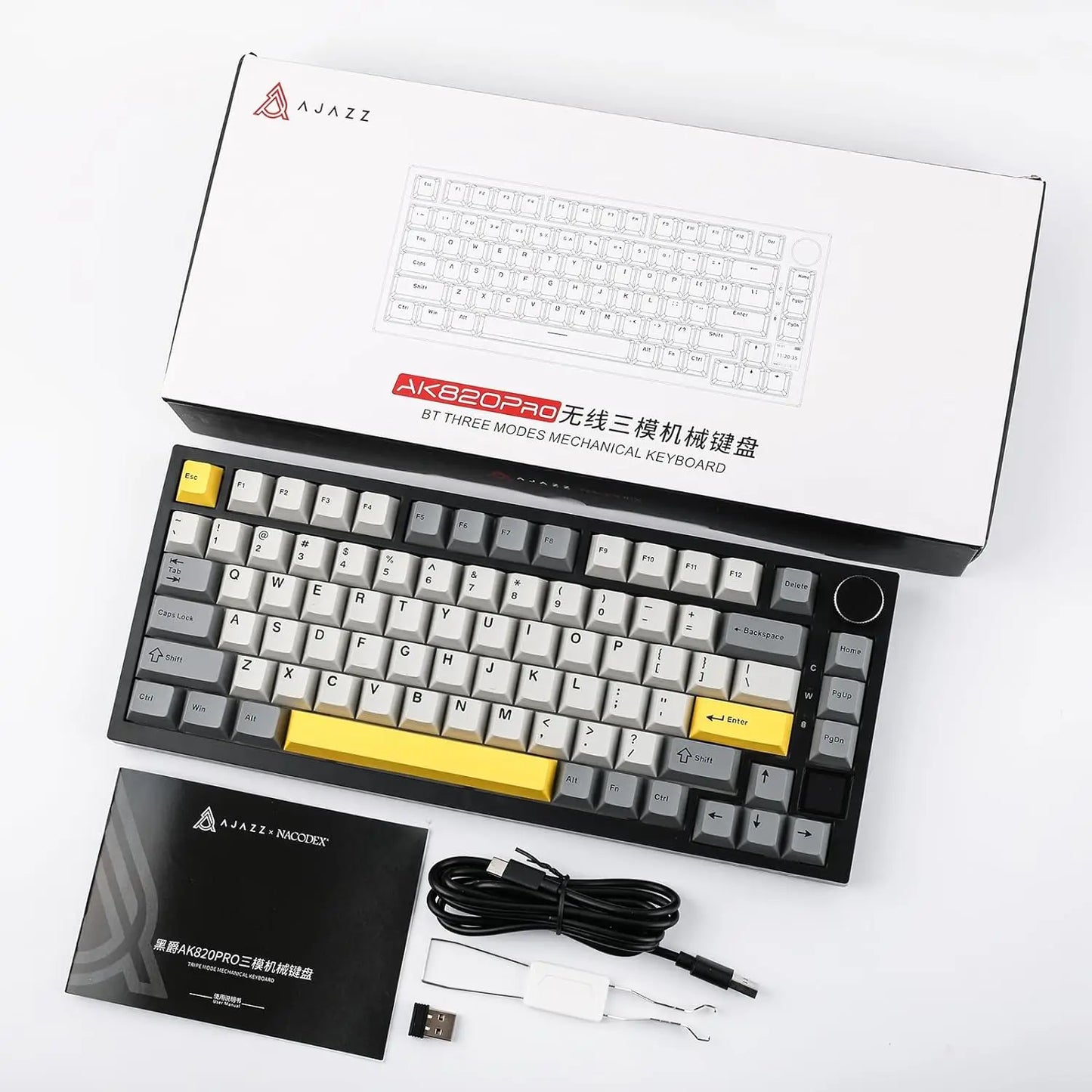 AJAZZ AK820 Rotary Volume Buttons Hot-Swappable Keys For Office AndHome Mechanical Keyboards DIY