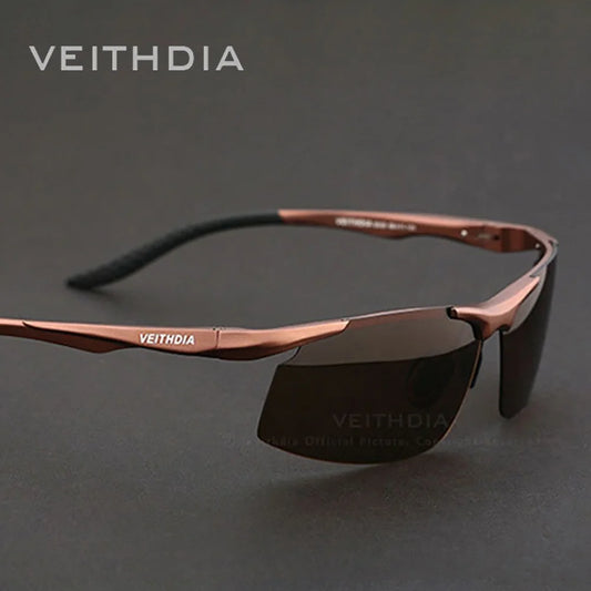 VEITHDIA Men's Sunglasse Outdoor Polarized UV400 Lens Rectangle Rimless Driving Fishing Sun Glasses Sports Eyewear For Male 6535